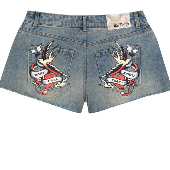 Ed Hardy Pants - ED HARDY SWALLOW DENIM SHORTS SIZE 30